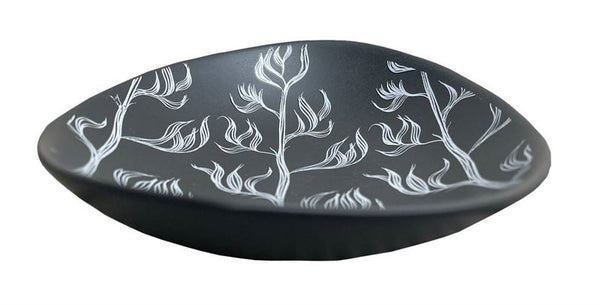 Porcelain Bowl - Harakeke White On Black 2 - 10cm