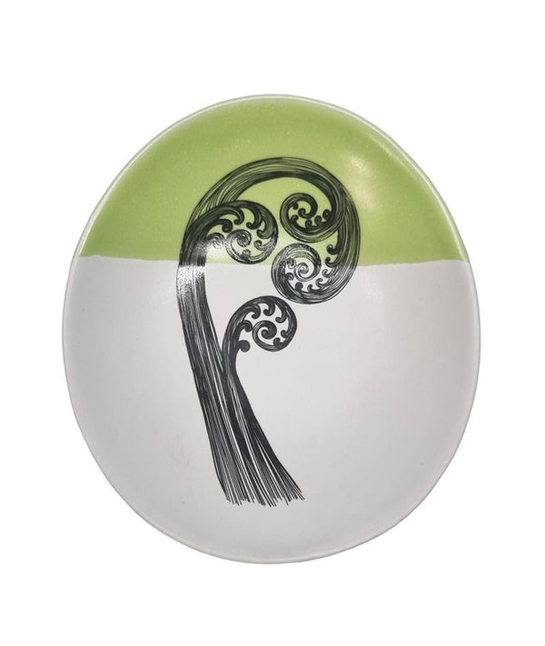 Porcelain Bowl - Ponga Frond 4 Green Dipped - 10cm