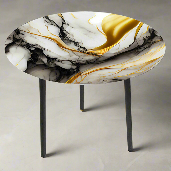 Table - Glass Top Side Table - Marble