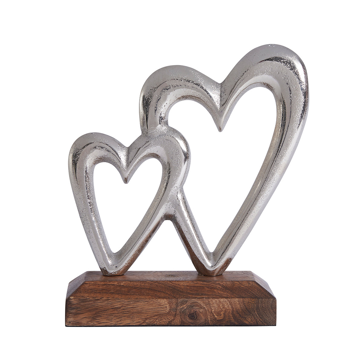 Two Silver Hearts on Stand