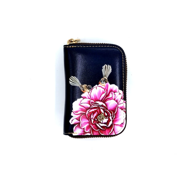 Wallet / Card Holder - Two Fantails on Peony