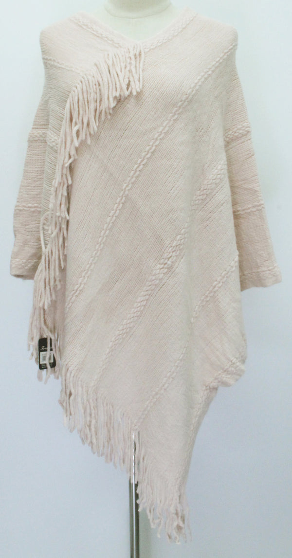 Poncho - Winter Knit with Cable and Fringe