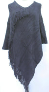 Poncho - Winter Knit with Cable and Fringe