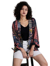 Top - Abstract Cotton Muslin Short Kimono