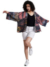 Top - Abstract Cotton Muslin Short Kimono