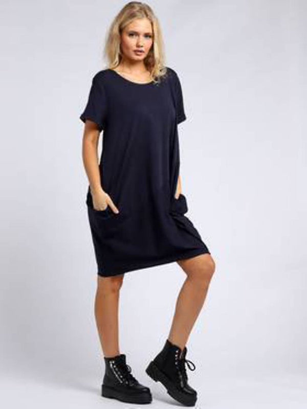 Dress - Sasha Cotton Short Sleeved - Navy