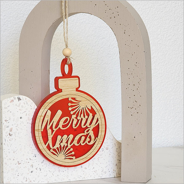Hanging Ornament - Merry Christmas Pohutukawa