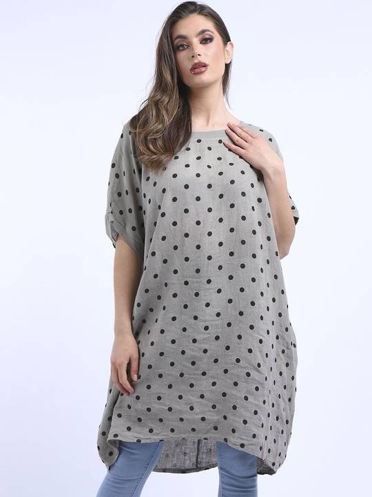 Dress - Bianca Linen Spotted Mocha