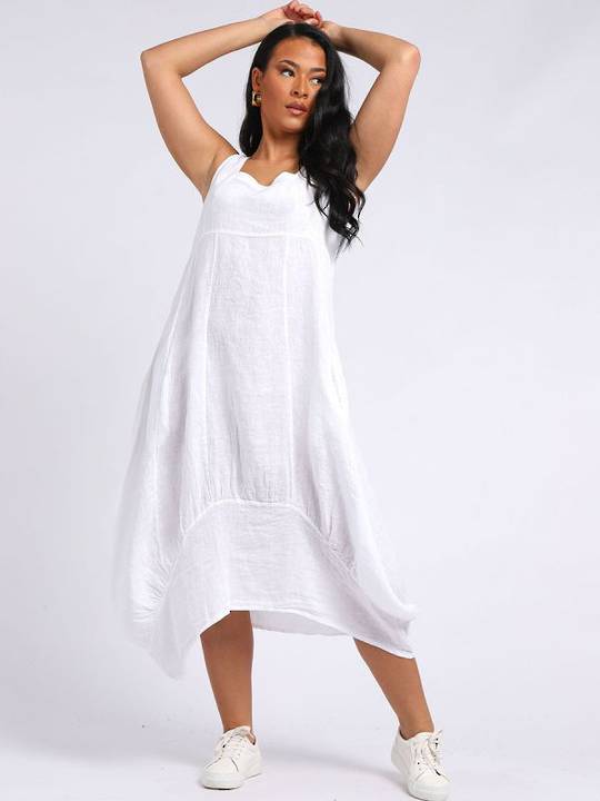 Dress - Gabriella Linen Dress - White