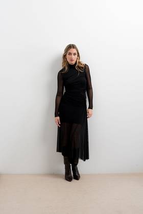 Skirt - Gathered Tulle - Long Black - Small