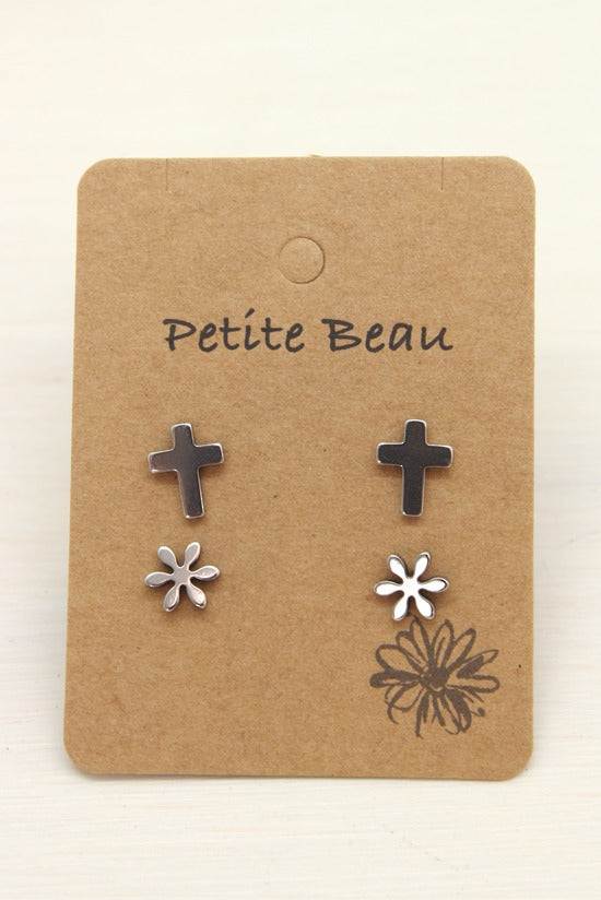 Earrings - Petite Cross and Daisy
