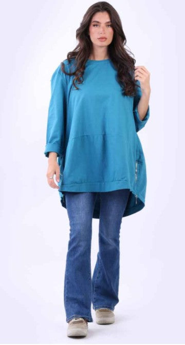 Sweater - Harper Zip - Ocean Teal