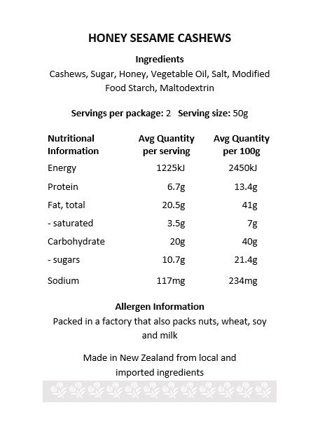 Nuts - Honey Sesame Cashews