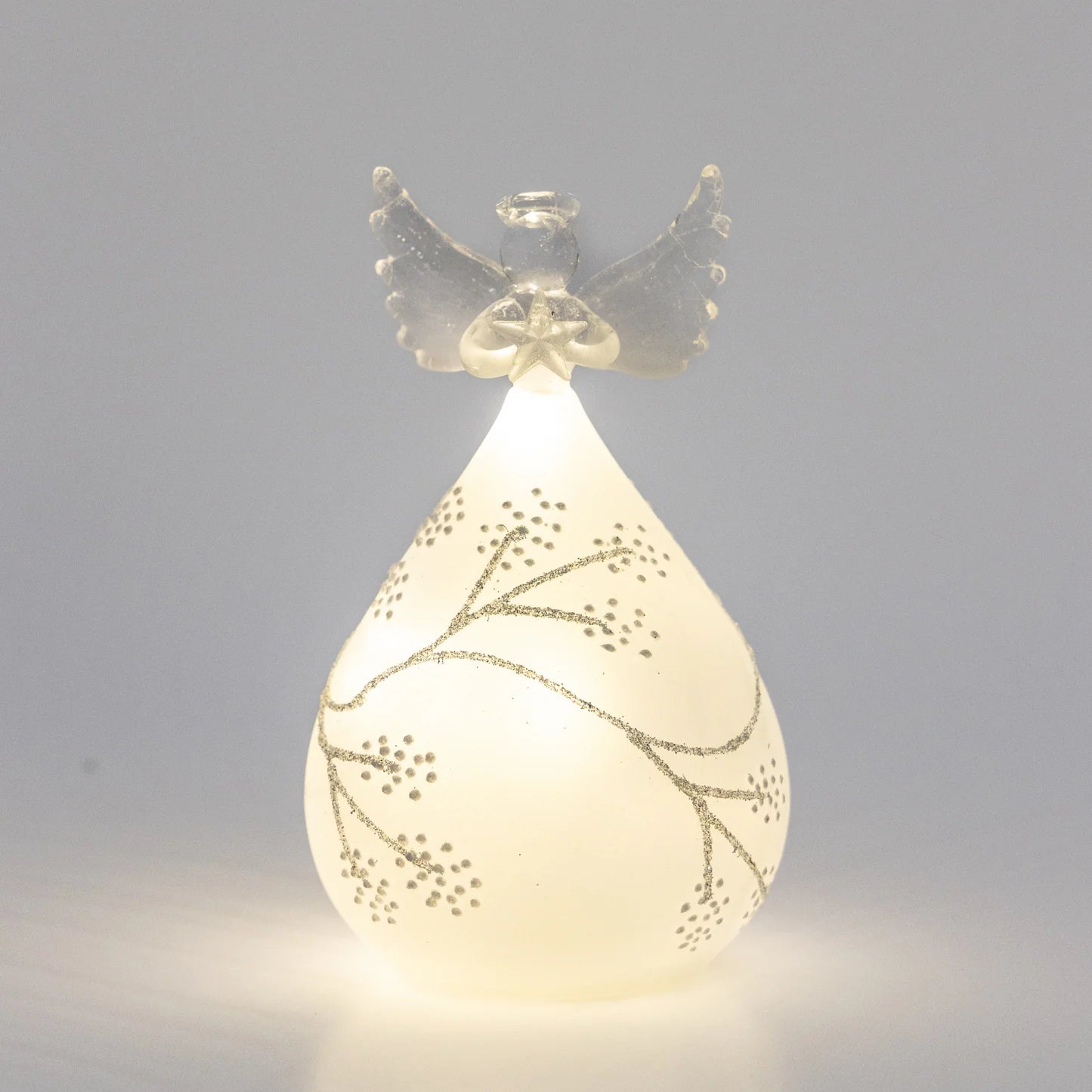 Christmas - Frosted Round Glass Angel 12cm