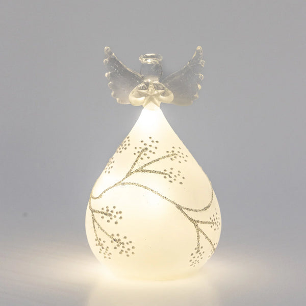 Christmas - Frosted Round Glass Angel 12cm