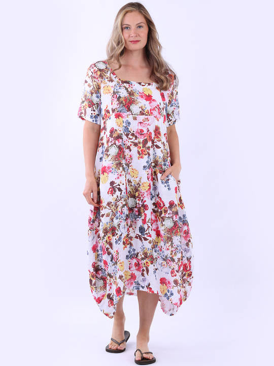 Dress Linen - Eve Meadow Bloom - White