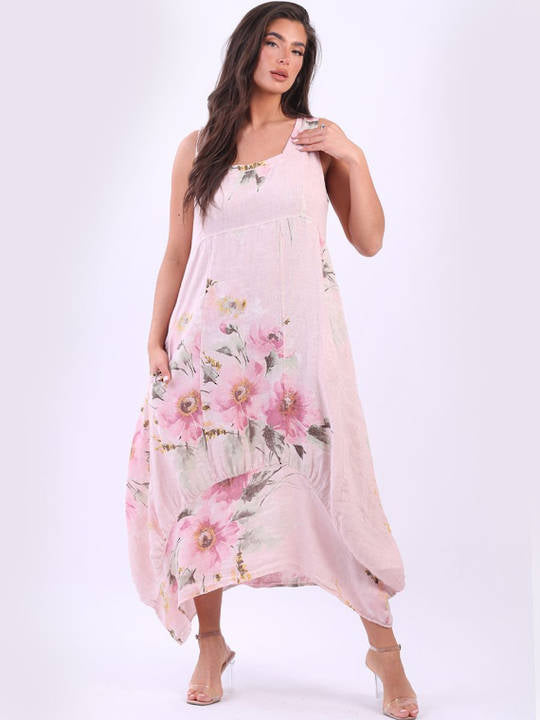 Dress - Gabriella Linen Dress - Hibiscus Pink