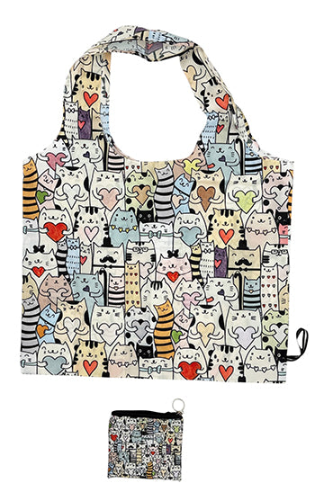 Reusable Shopping Bag - Heart Cats