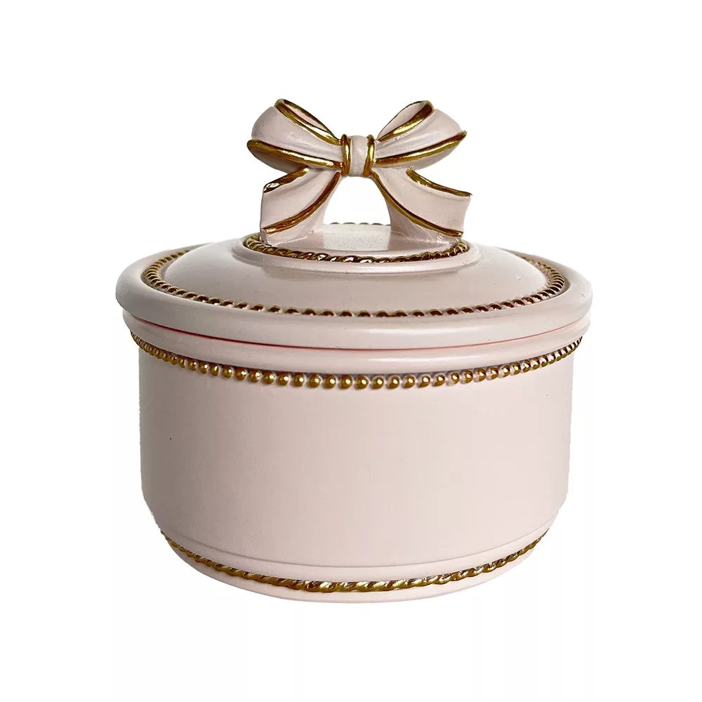 Trinket Box - Pink & Gold Ribbon