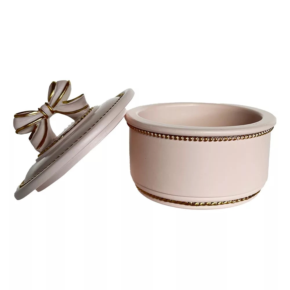 Trinket Box - Pink & Gold Ribbon