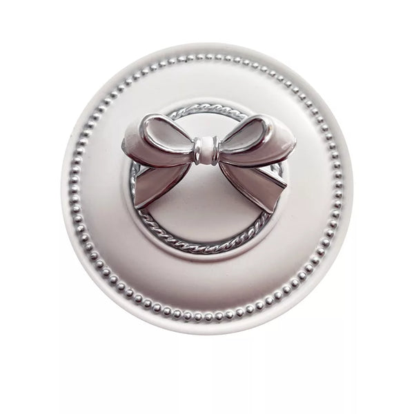 Trinket Box - White & Silver Ribbon