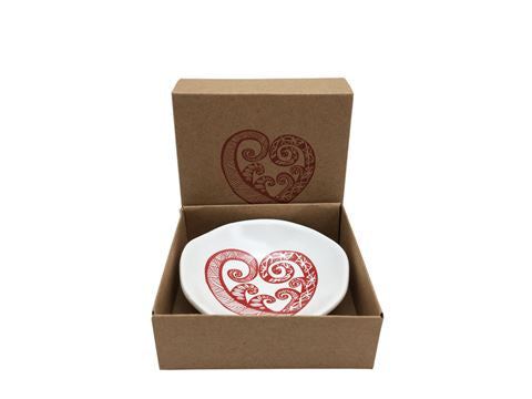 Porcelain Bowl -Aroha - Red on White 7cm