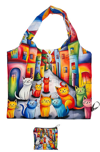 Reusable Shopping Bag - Colourful Cats