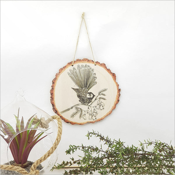 Wood Slice Ornament - Fantail