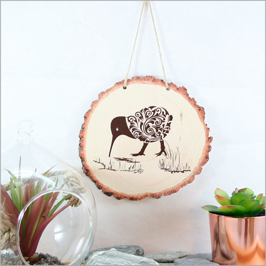 Wood Slice Ornament - Kiwi