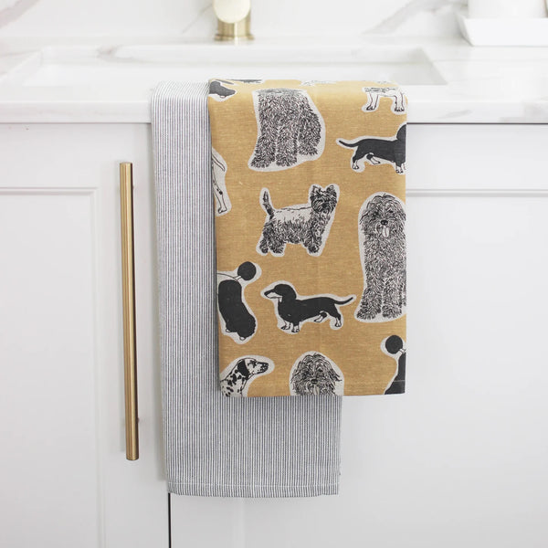 Tea Towel - Woof Pack of 2 - Yellow Sunset