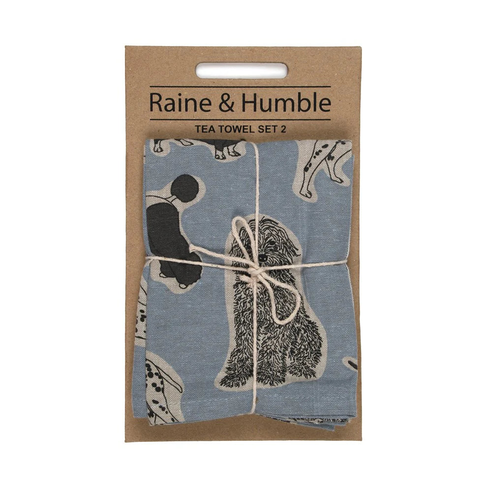 Tea Towel - Woof Pack of 2 - Blue Haze