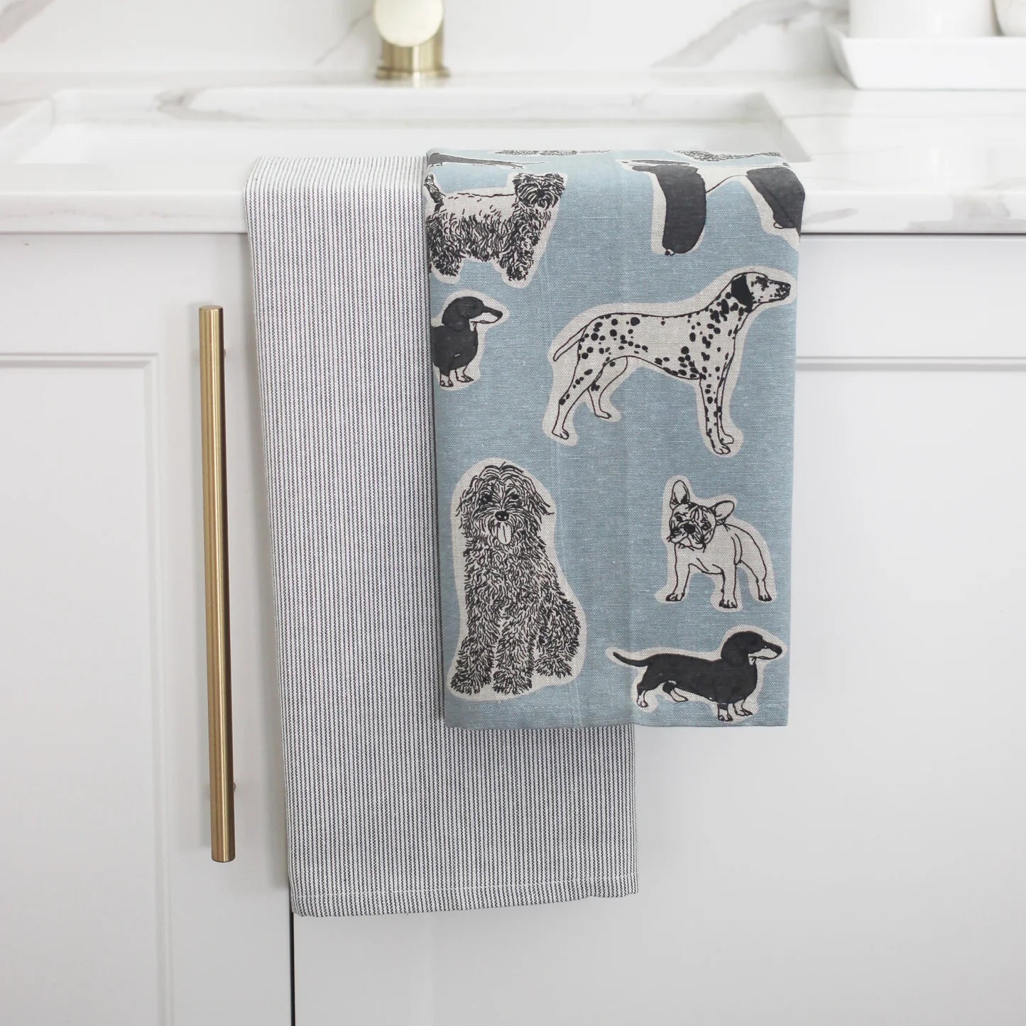 Tea Towel - Woof Pack of 2 - Blue Haze