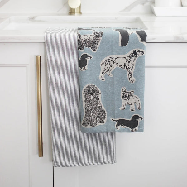 Tea Towel - Woof Pack of 2 - Blue Haze