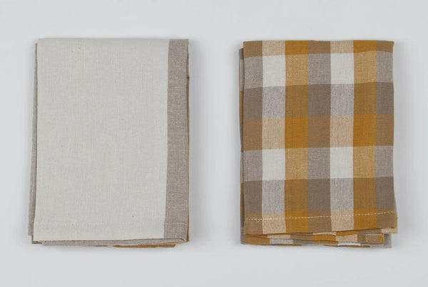 Tea Towel - Giant Check Set of 2 - Mustard