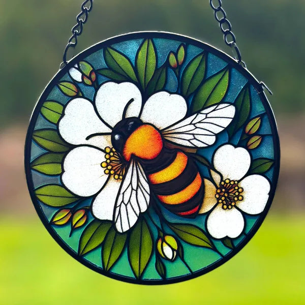 Coloured Glass Hanger - Small Bee