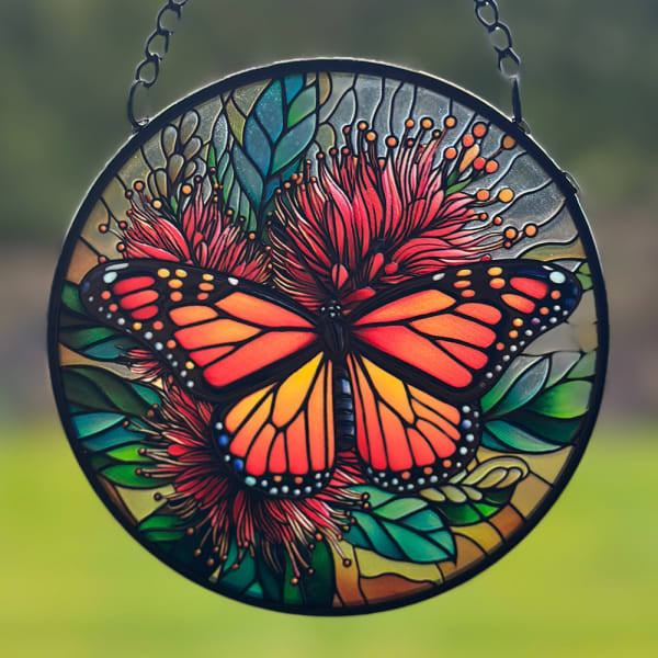 Coloured Hanger Glass - Small Butterfly