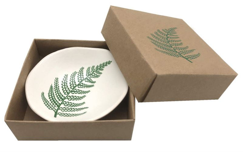 Porcelain Bowl 7cm - Green Fern on White