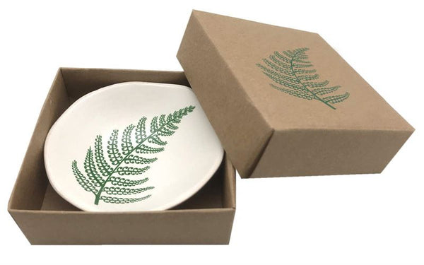 Porcelain Bowl 7cm - Green Fern on White