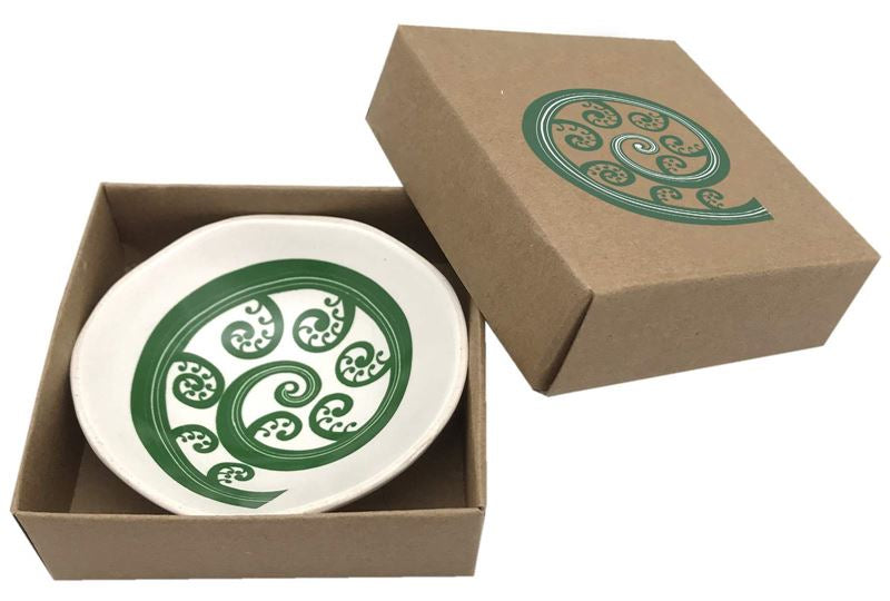 Porcelain Bowl 7cm - Green Fern Frond on White