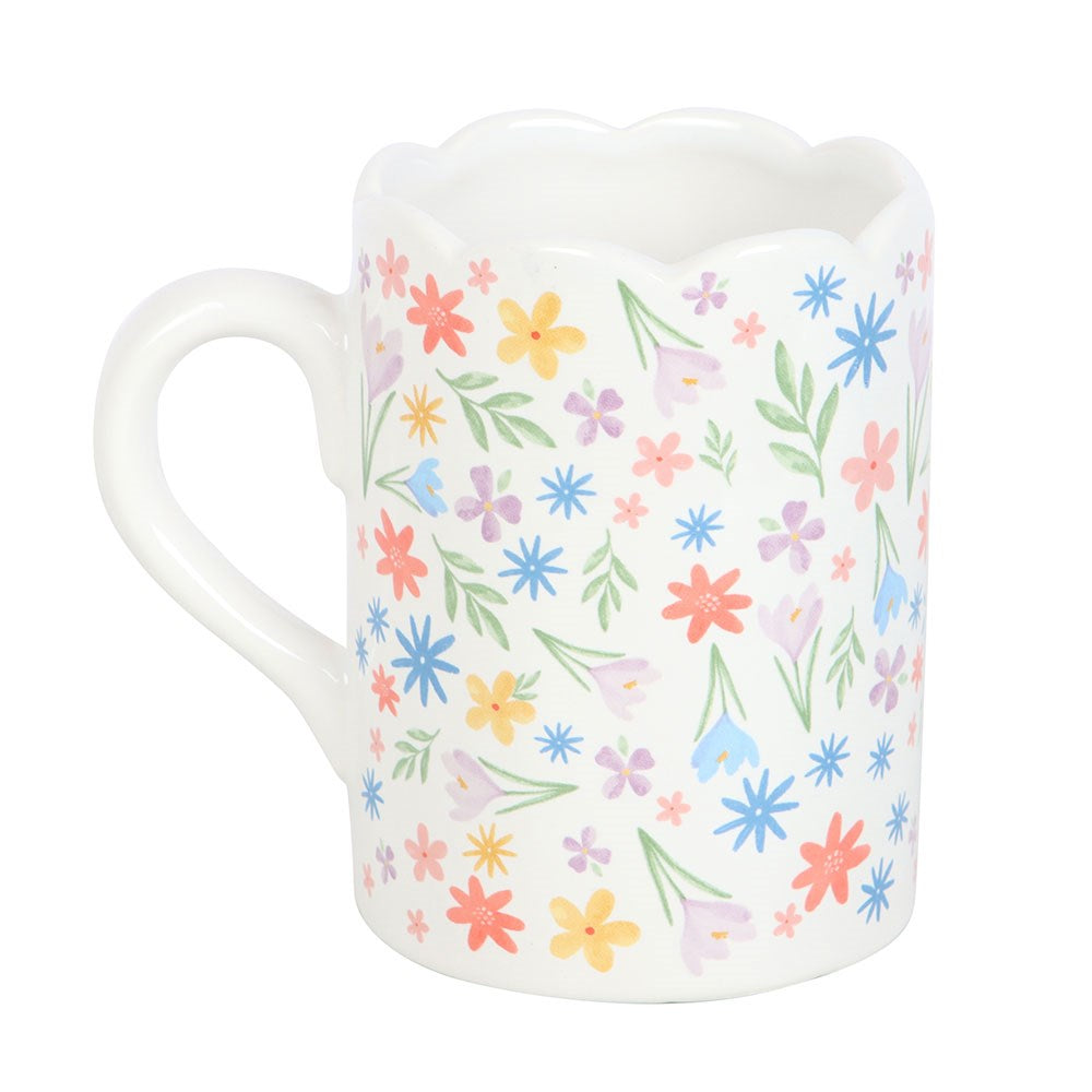 Mug - Spring Floral Print with Scalloped Edge