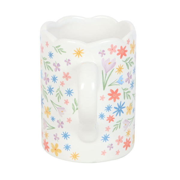Mug - Spring Floral Print with Scalloped Edge