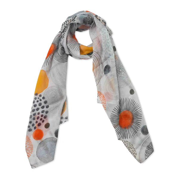 Scarf - Abstract Cotton Grey / Orange