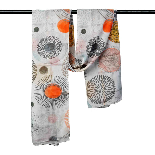 Scarf - Abstract Cotton Grey / Orange