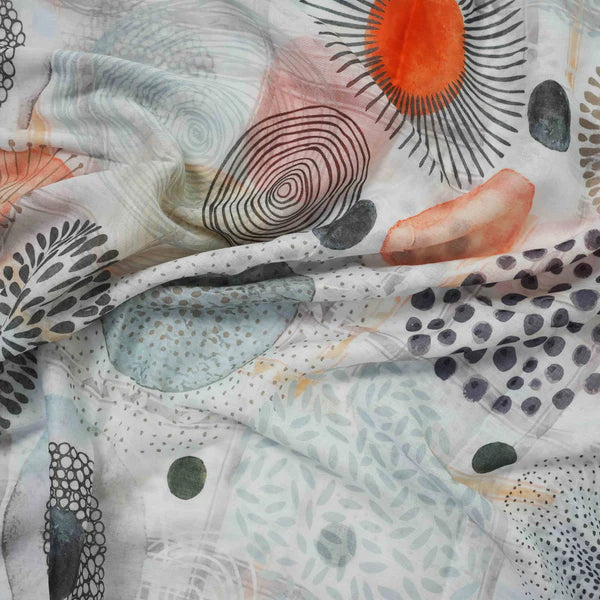 Scarf - Abstract Cotton Grey / Orange