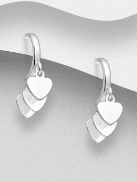 Earrings - Sterling Silver - Waterfall Heart