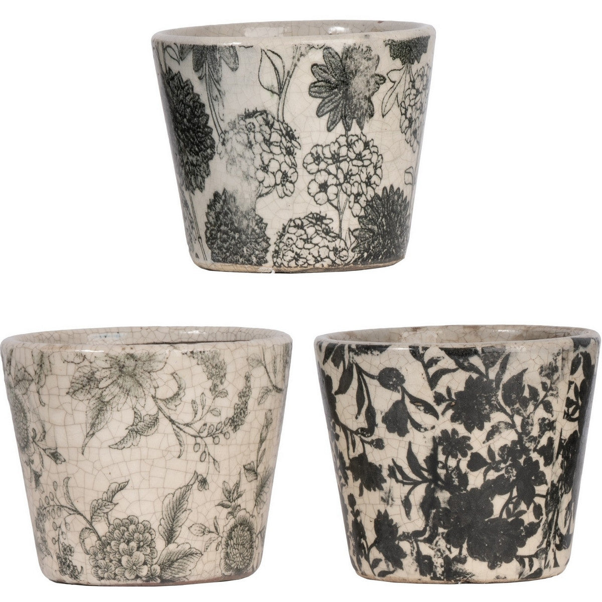 Planter - Black and White Floral - Assorted
