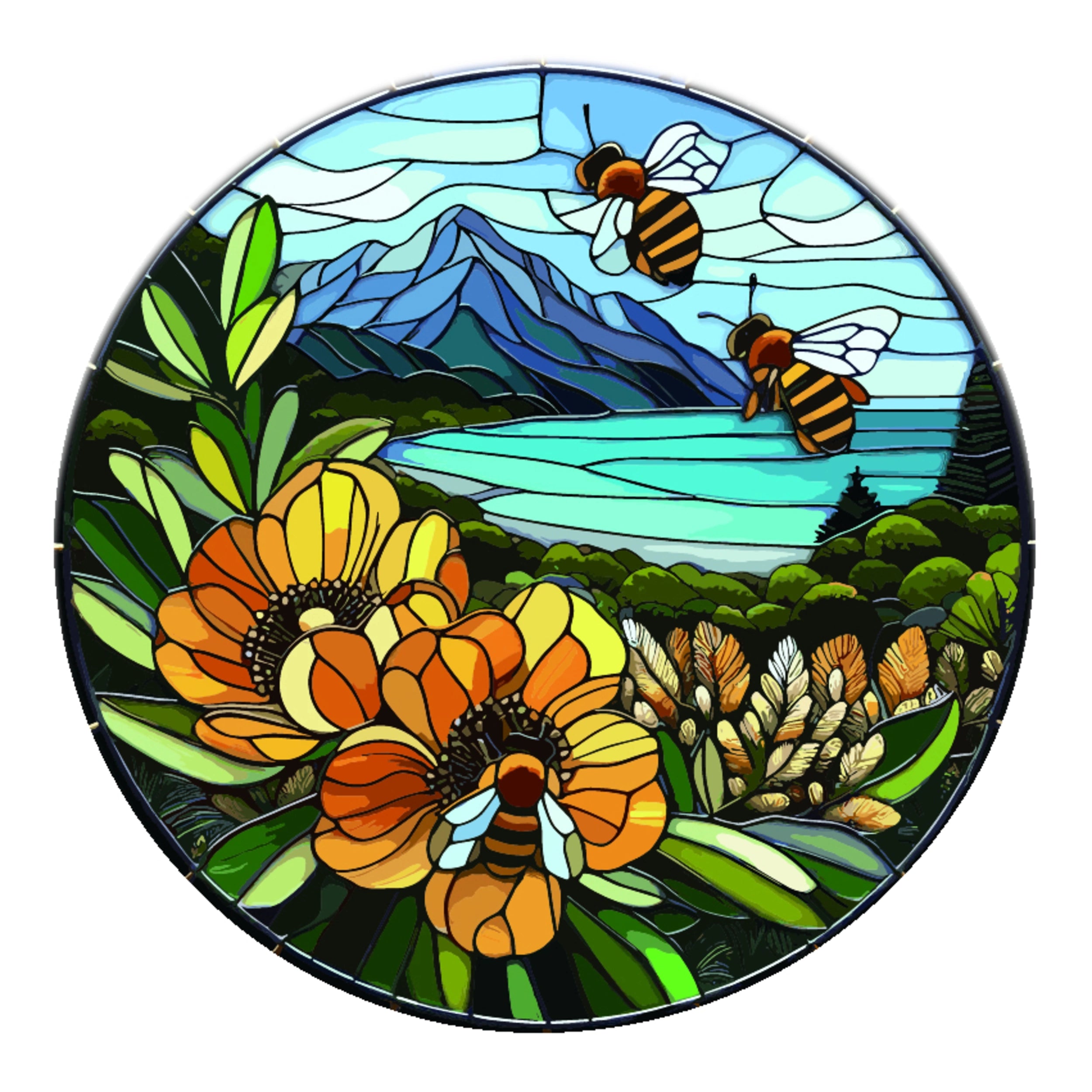 Coloured Glass Hanger - Bees