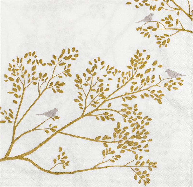 Napkin - Räder - Birds On Gold Branch - Luncheon Napkin