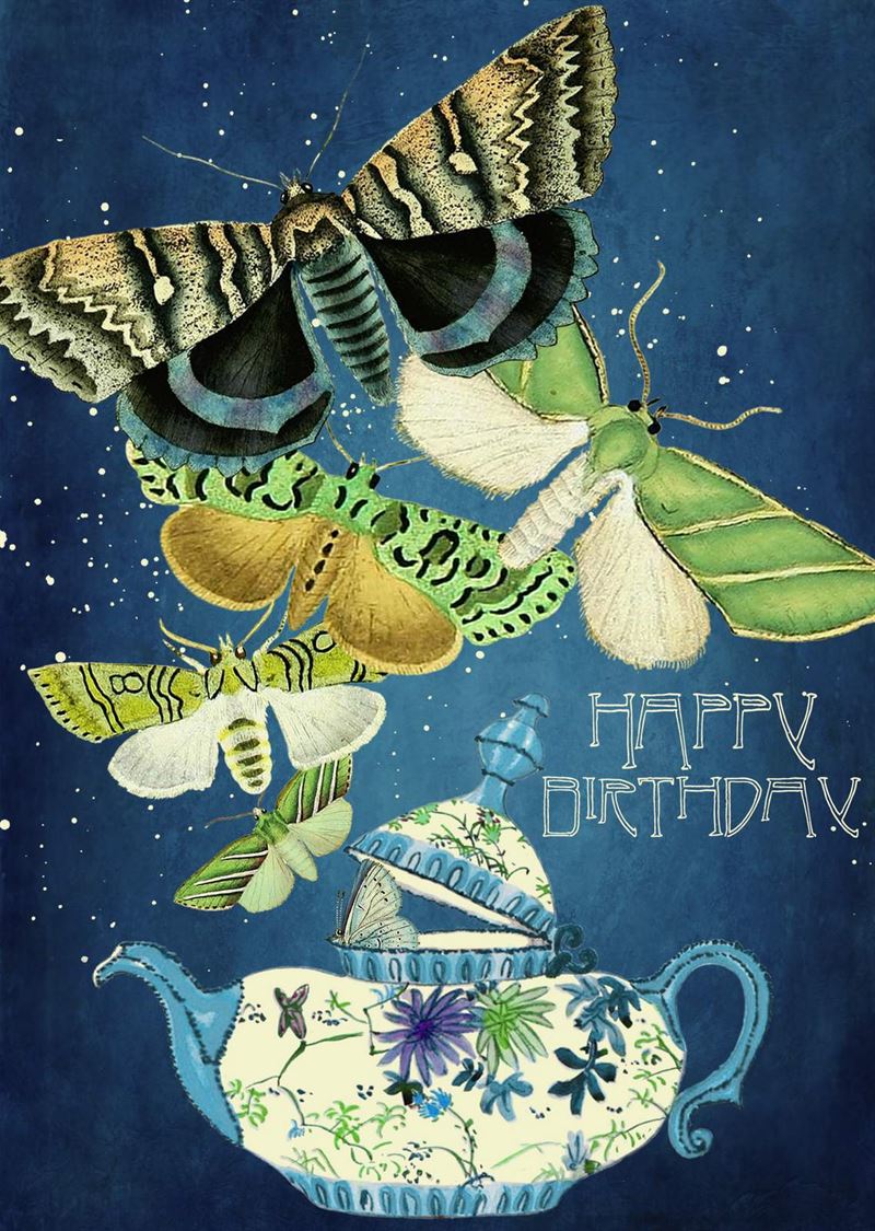 Card - Butterfly Teapot Happy Birthday