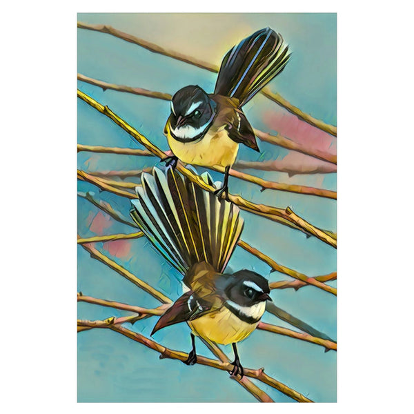 Glass Print - Pair of Fantails